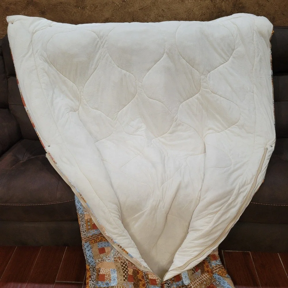Vintage 70's Sleeping Bag Zip Up Blanket patchwork‎
